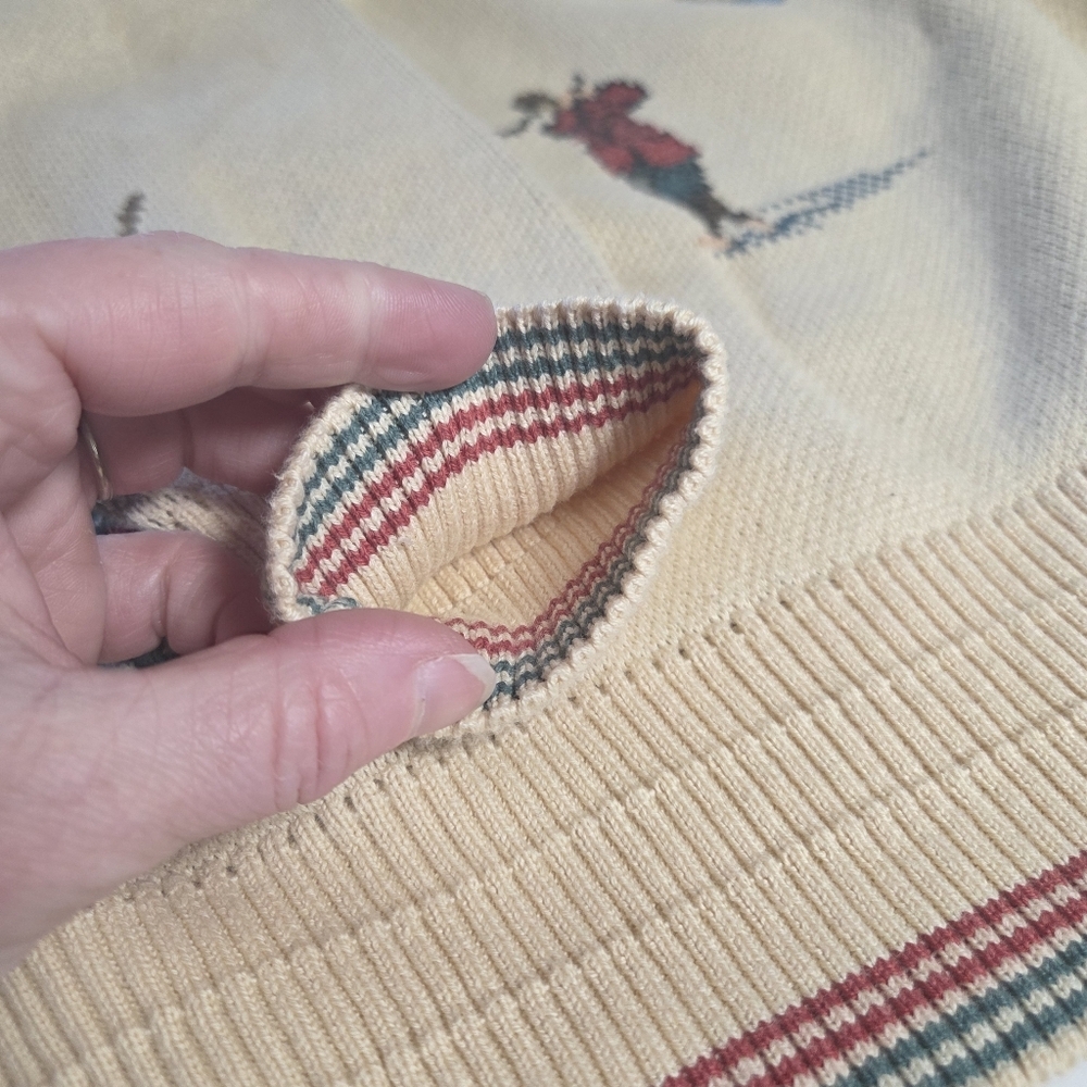 Vtg Neiman Marcus Cotton Golf Print Sweater Size Large Union Made Made In USA - Picture 13 of 16